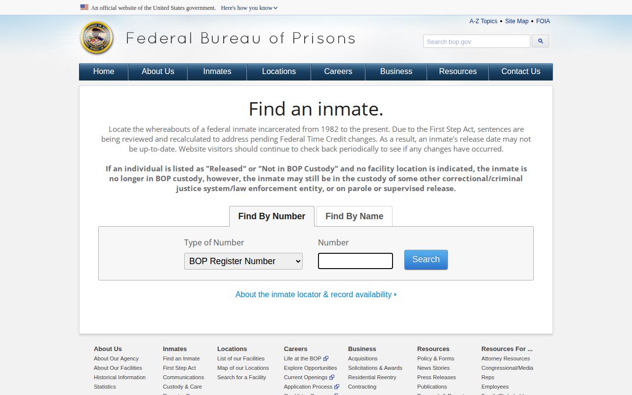 Federal BOP locator for Becker County federal release checks